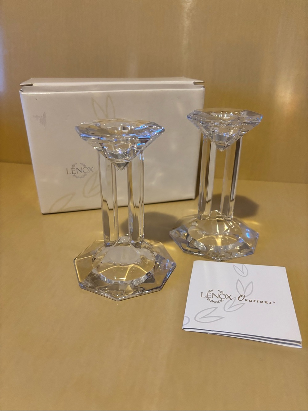 Lenox Ovations Crystal Candlestick Holders Set of 2